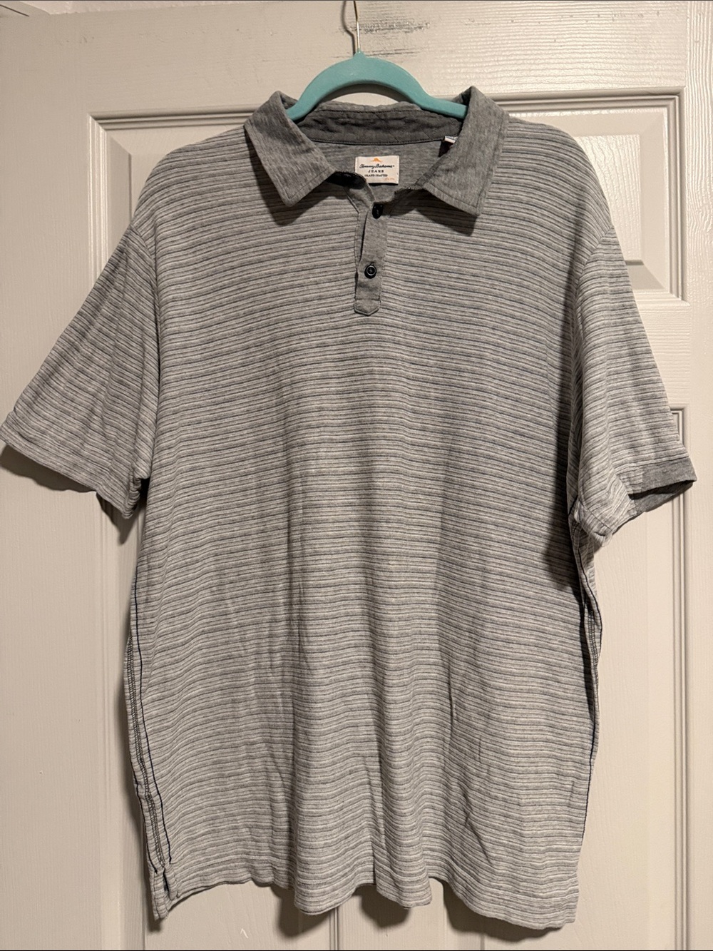 Tommy Bahama Light Gray Striped Polo
